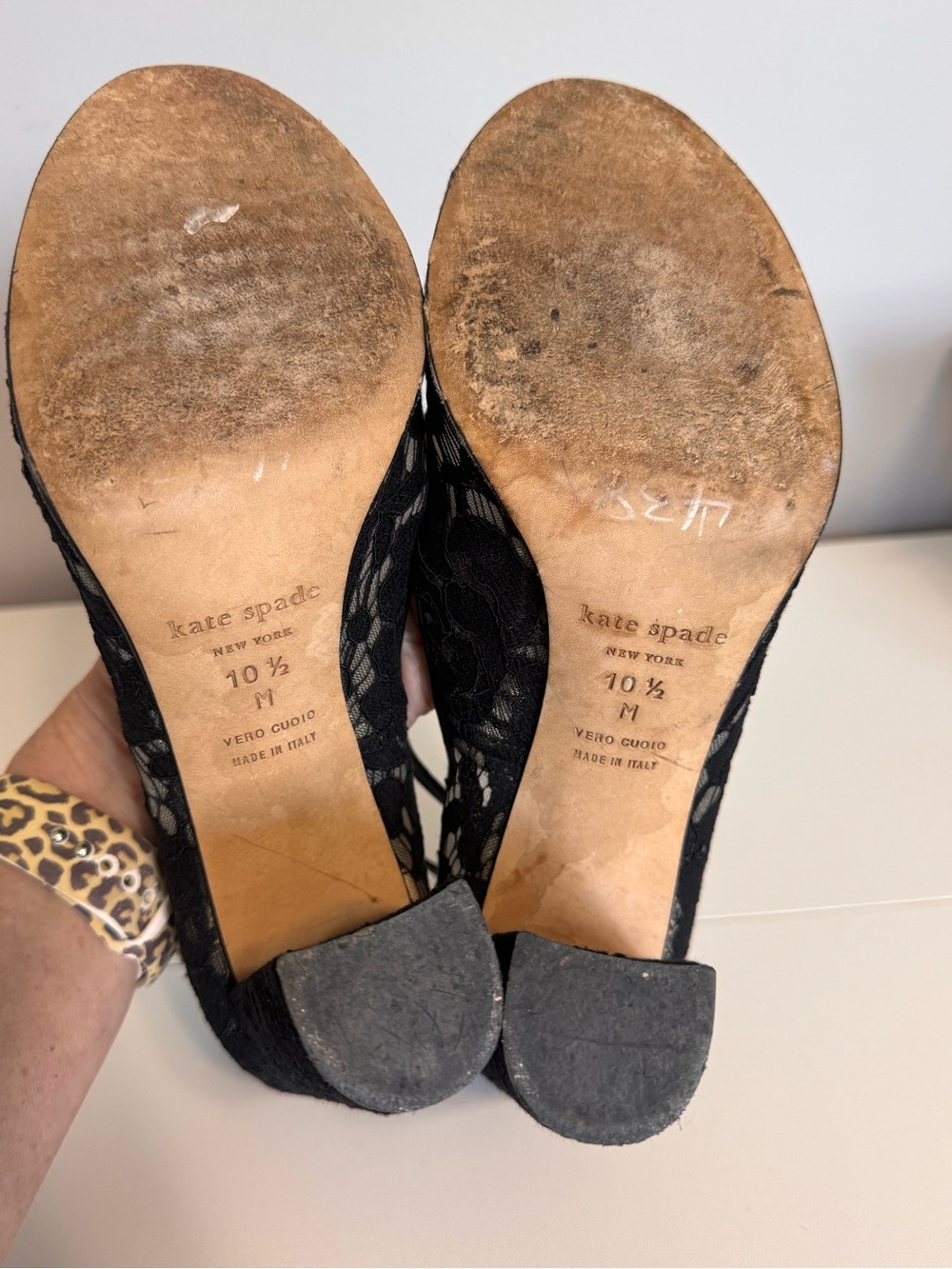 Kate Spade New York Black Lace Ankle Strap Block Heel Pumps 10.5M - Picture 14 of 14